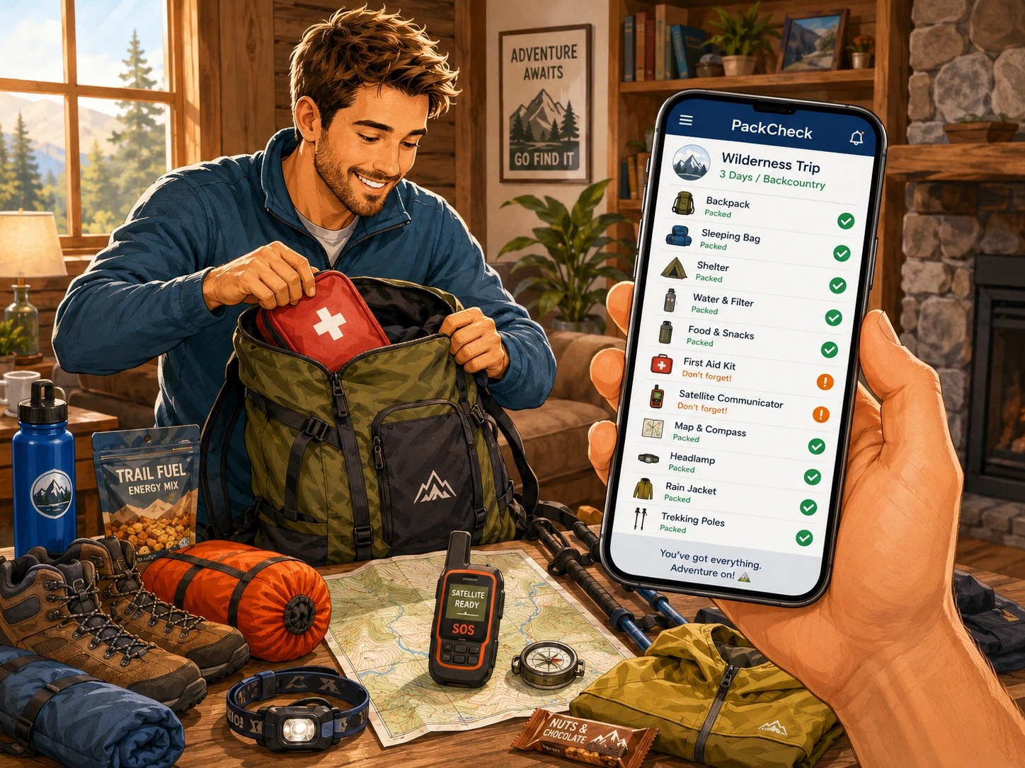 People preparing gear for an outdoor trip